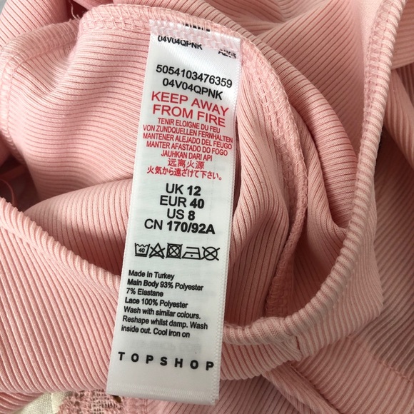 Topshop (8) Blush Pink Lace Trim Bodysuit - Picture 7 of 7